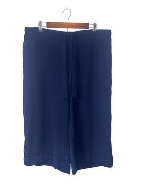 NEW Maurices Navy Blue Wide Leg Crop Palazo Pants Pull-On Plus Size 1XL